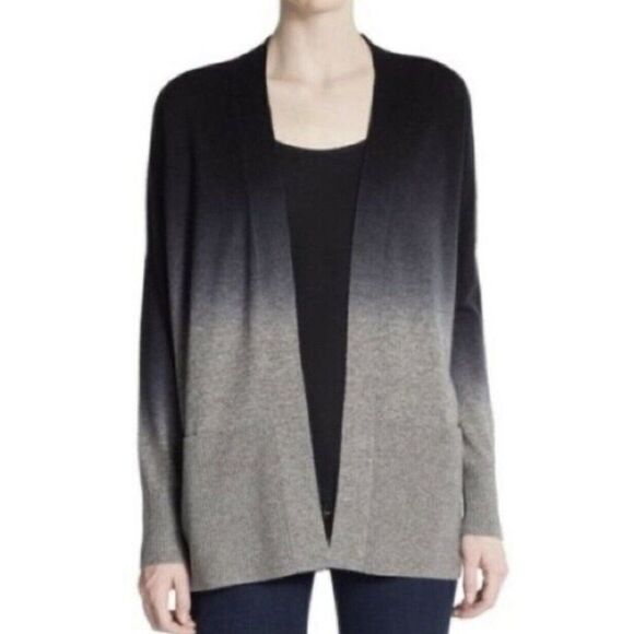 Vince Wool Cashmere Ombre Open Cardigan Relaxed Oversized Black Gray Women's S - Picture 6 of 6